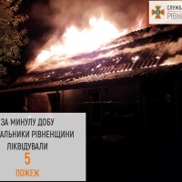 5 пожеж ліквідували рятувальники Рівненщини за добу