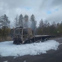 На Рівненщині посеред траси вщент згорів вантажний автомобіль (+ФОТО)